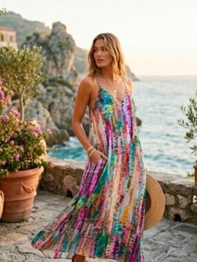 Nicole Miller Multicolor Striped Maxi Dress